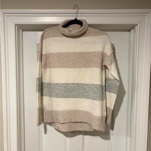 GAP Women's Striped Cowl Neck Sweater - Cream, Gray, Tan